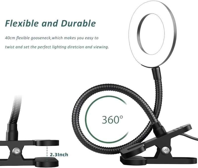Clip on Lamp for Bed Headboard with Clamp for Reading, Small Clip on Light for D gallery