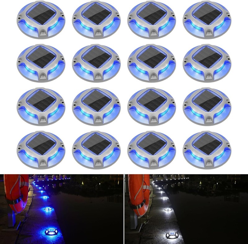 16Pack Led Multicolor Solar Deck Lights Outdoor Dock Driveway Lights for Sidewal