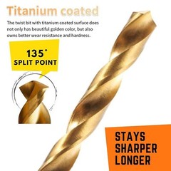 99 PCS HSS 135° TIP TITANIUM COATED TWIST DRILL BIT SET 1.5-10MM IRON BOX USA