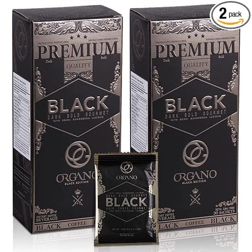 2 Box Organo Gold Gourmet Black Coffee, Organic 100% Certified, 105g – 30 bags (