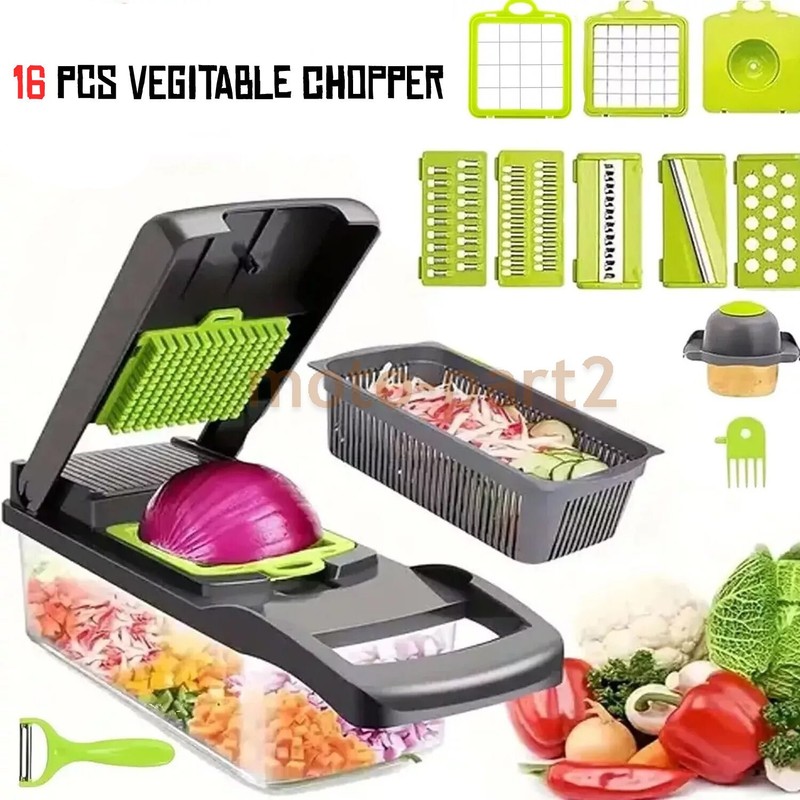 16-In-1 Vegetable Fruit Kitchen Chopper Cutter Food Onion Veggie Dicer Slicer US