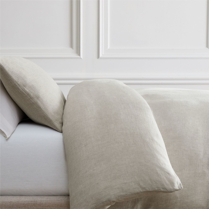 West Elm Beige European Flax Linen Duvet Cover Button Closure Size: Full
