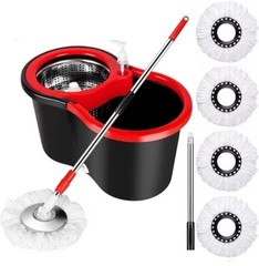Spin Mop and Bucket with Wringer Set 360°stainless steel, Spinning Mop 4 Refills