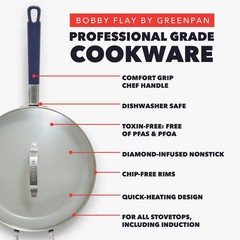 Bobby Flay 4.5qt Ceramic Nonstick Aluminum Saute Pan with Lid Oxford Blue: