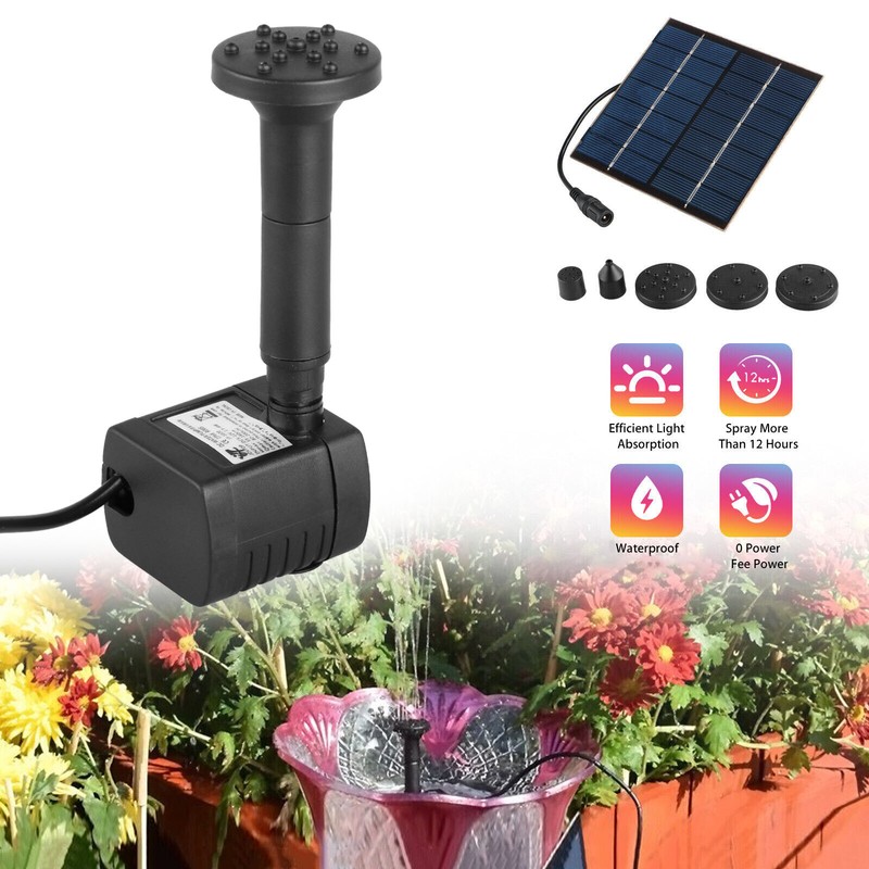 Solar Power Fountain Submersible Floating Water Pump Bird Bath Pond Garden Pool