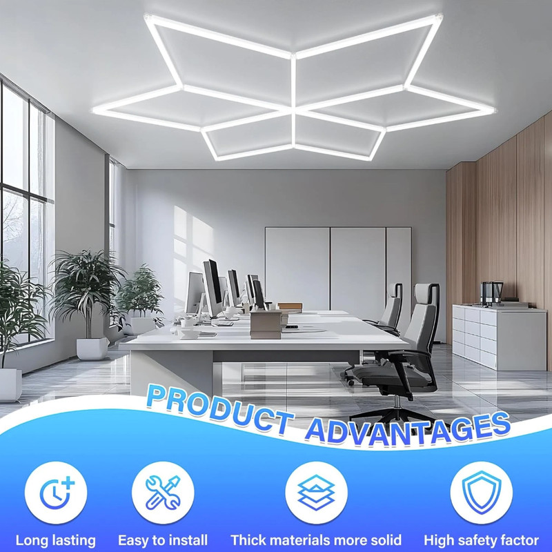 Hexagon LED Garage Lights - 81W 8910LM Honeycomb Lighting for Workshop & Gym gallery
