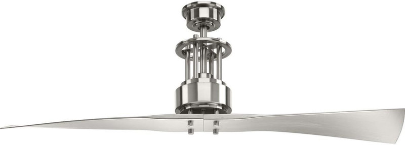 P2570-09 Protruding Mount, 2 Silver Blades Ceiling Fan, Brushed Nickel
