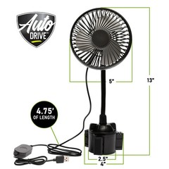 Auto Drive 5 Inch Cupholder Fan (3 speeds) Brand New & Sealed!!