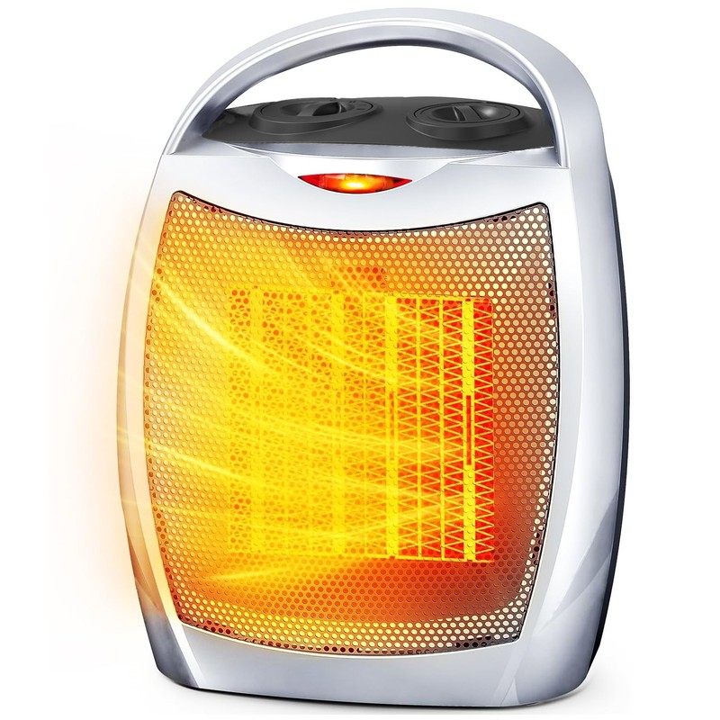 Electactic Portable Ceramic Space Heater w/Thermostat, 1500W Indoor Electric Fan