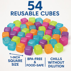 54 Piece Plastic Reusable Ice Cubes Coolers Refreeze Pool Party BPA FREE
