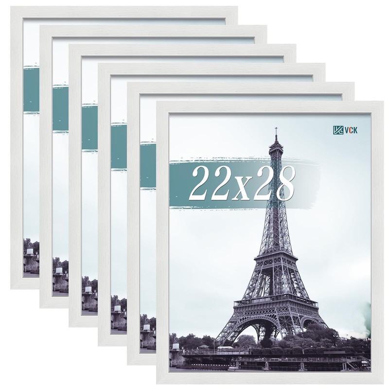 VCK 22×28 Picture Frames white Set of 6, Wide Border Wood Poster Frame, Multi…