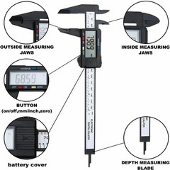 6»150mm LCD Digital Vernier Caliper Micrometer Measure Tool Gauge Ruler Plastic
