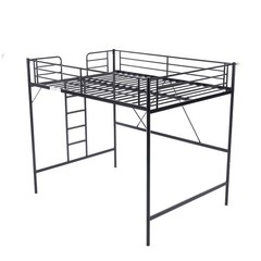 Full Metal Loft Bed Frame for Kids Adults Teens Space-Saving Design Black