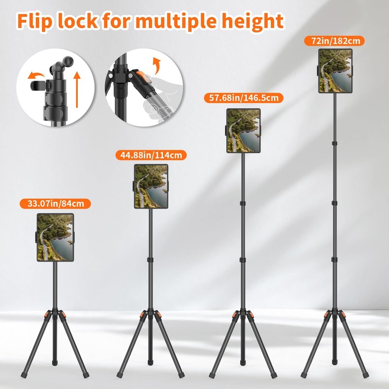 XXZU 72in Tablet Floor Stand Tripod,Tablet Stand Floor with 360° Ball Head,Heigh gallery