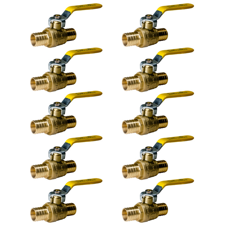 XFITTING 10 Pcs. 1 Inch Pex Ball Valve, 1″ Pex Ball Valve, Lead Free, Full Port