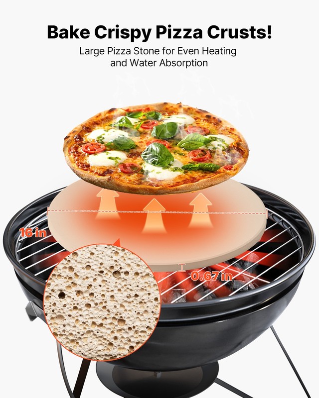 VEVOR Pizza Stone Round/Rectangular Cordierite Baking Stone for Oven & Grilling gallery