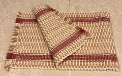 Amish Hand-Woven Cotton Dinning Table Runner Dusty Rose/Beige/Ivory 12″ x 36″