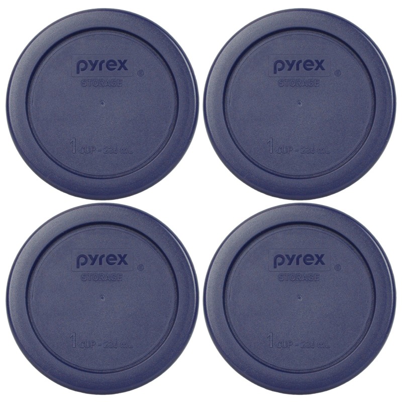 Pyrex 7202-PC 1 Cup Blue Plastic Replacement Lid Cover 4PK For Glass Bowl