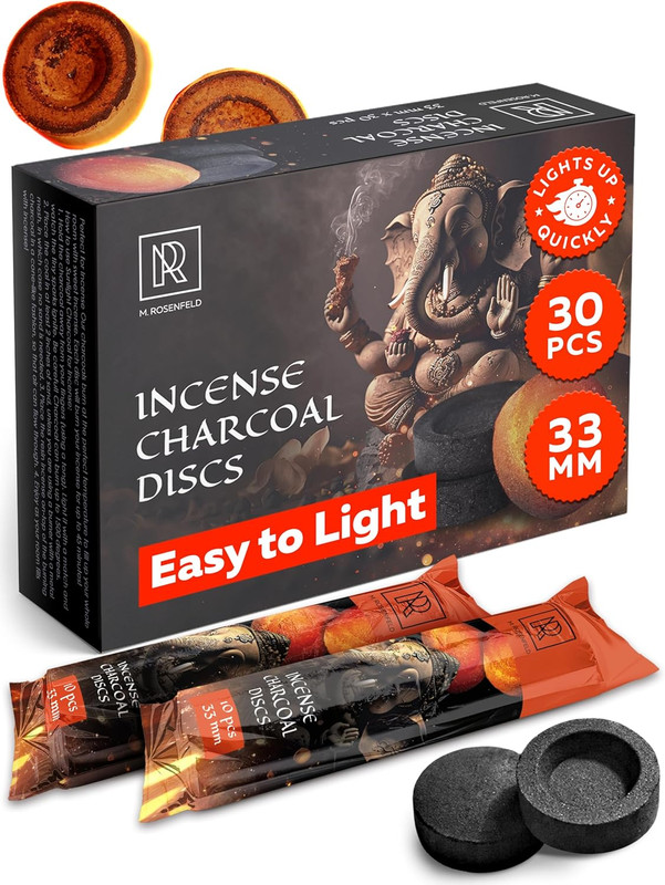 Charcoal Discs to Burn Incense – 30 Pcs Charcoal for Incense Burning – 33 Mm Mos