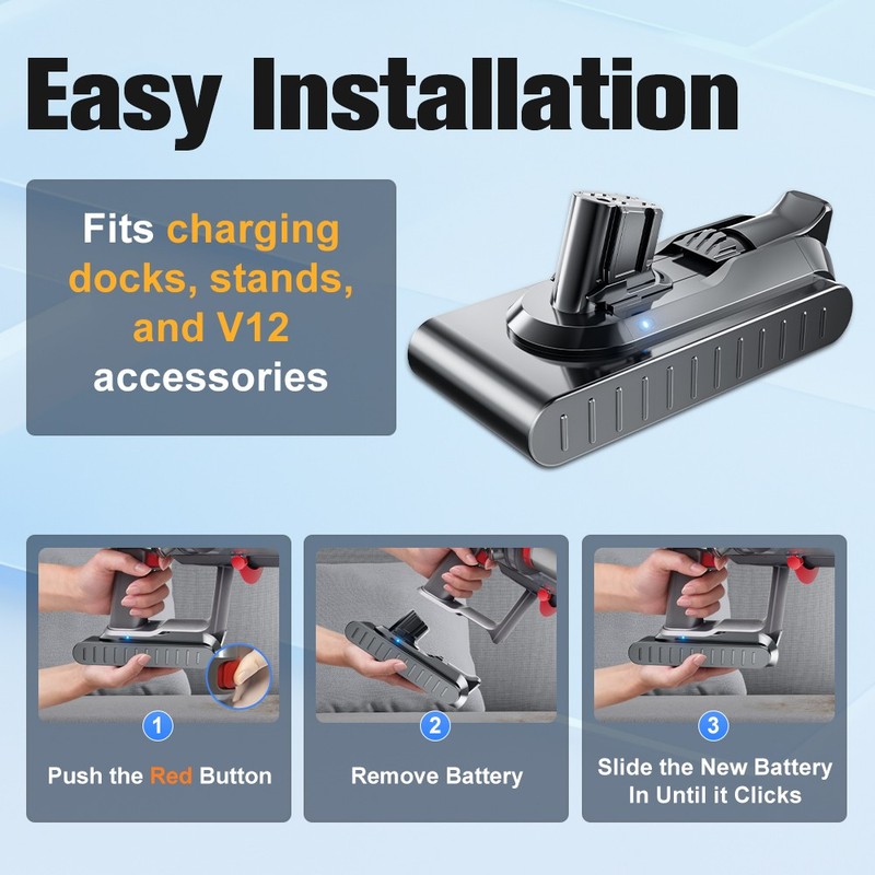 6/9.0AH For Dyson V12 Detect Slim Absoulte Vacuum Battery Replacement 965470-01 gallery