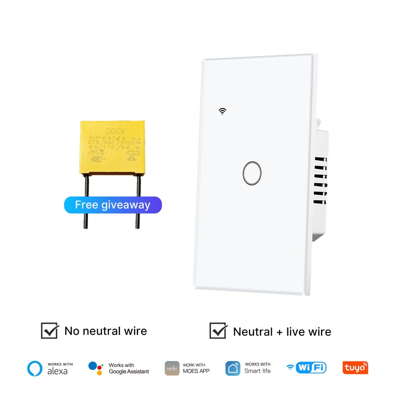 MOES WiFi Smart Wall Light Switch No Neutral/N+L Wirings Timer Alexa Google APP