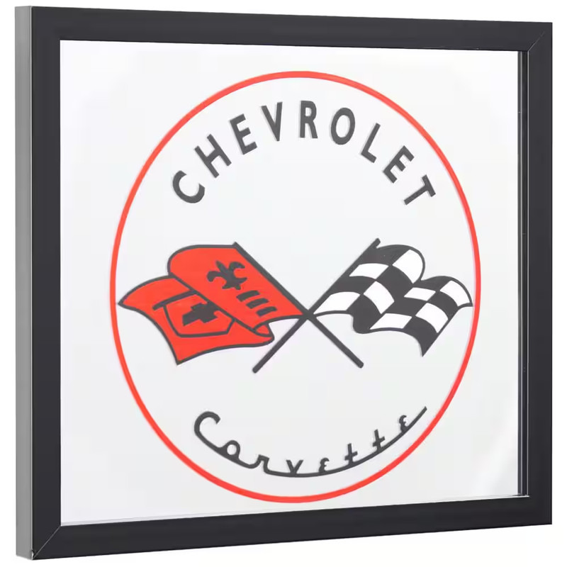 Chevrolet Corvette Black 13. 5In W X 15. 5In H Vintage Square Accent Framed Mirr