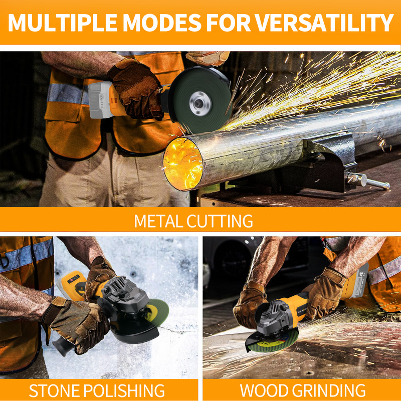 Cordless 4-1/2" to 5" Angle Grinder For Dewalt 20V Battery Brushless 11000RPM gallery