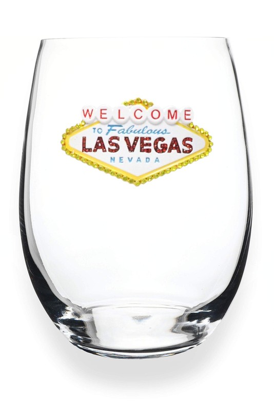 THE QUEENS’ JEWELS Las Vegas Hand Crafted Jeweled Stemless Wine Glass – 21 oz…