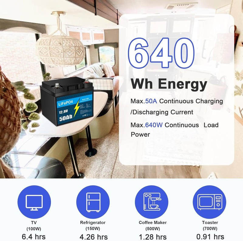 2 Pack KUNLUN Lithium Battery Lifepo4 12V 50Ah Solar Batteries for Deep Cycle RV gallery