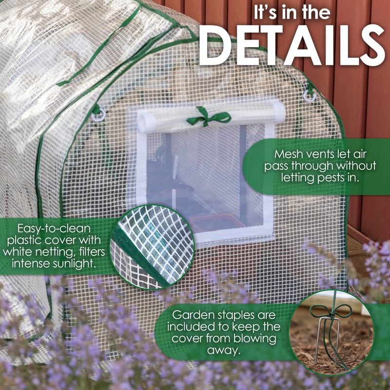 Garden Elements Covered Indoor/Outdoor Cloche Tunnel Greenhouse, White, 47” gallery