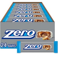 ZERO White Fudge, Caramel, Peanut and Almond Nougat Candy Bar, 1.85 oz (24