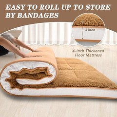 Fleece Foldable Japanese Floor Mattress-Super Soft Fuzzy Sleeping Pad for Adults