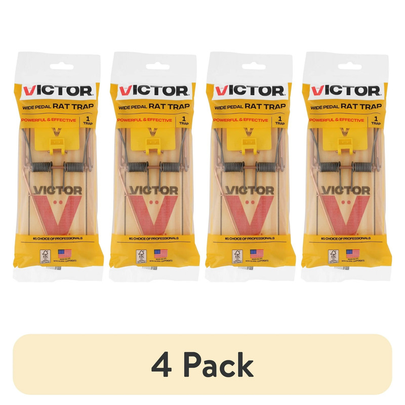 (4 pack) Victor Easy Set Extended Trigger Rat Trap – Wooden Rat Trap