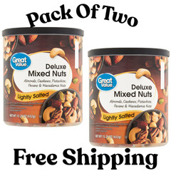 Great Value Lightly Salted, Deluxe Mixed Nuts, 15.25 oz 2 PACK