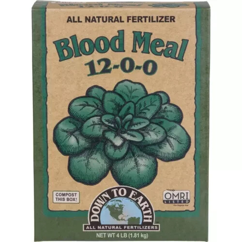 Down To Earth OMRI Listed 12-0-0 Organic Blood Meal Fertilizer Mix, 5 lb