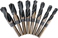 8 Pc HSS Cobalt Silver & Deming Drill Bit Set 1/2» Reduced Shank