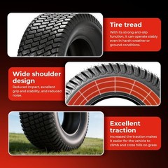 20×8.00-8 Lawn Mower Turf Tires (Set of 2), 4 Ply Turf S Pattern 20x8x8 Tubeless