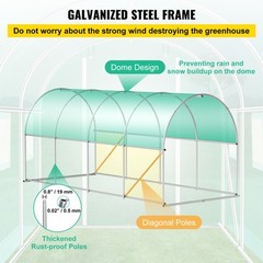 VEVOR Walk-in Greenhouse 15’x7’x7′ Hot Planter House Gardening Galvanized Frame