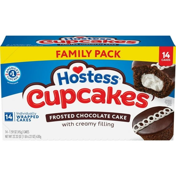 Hostess Cupcakes, Chocolate Snack Cakes, 22.22 oz Box (14 Ct.) Free Shipping