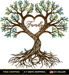 Colorful Metal Family Tree Wall Decor – Tree of Life Art for Family Walls
