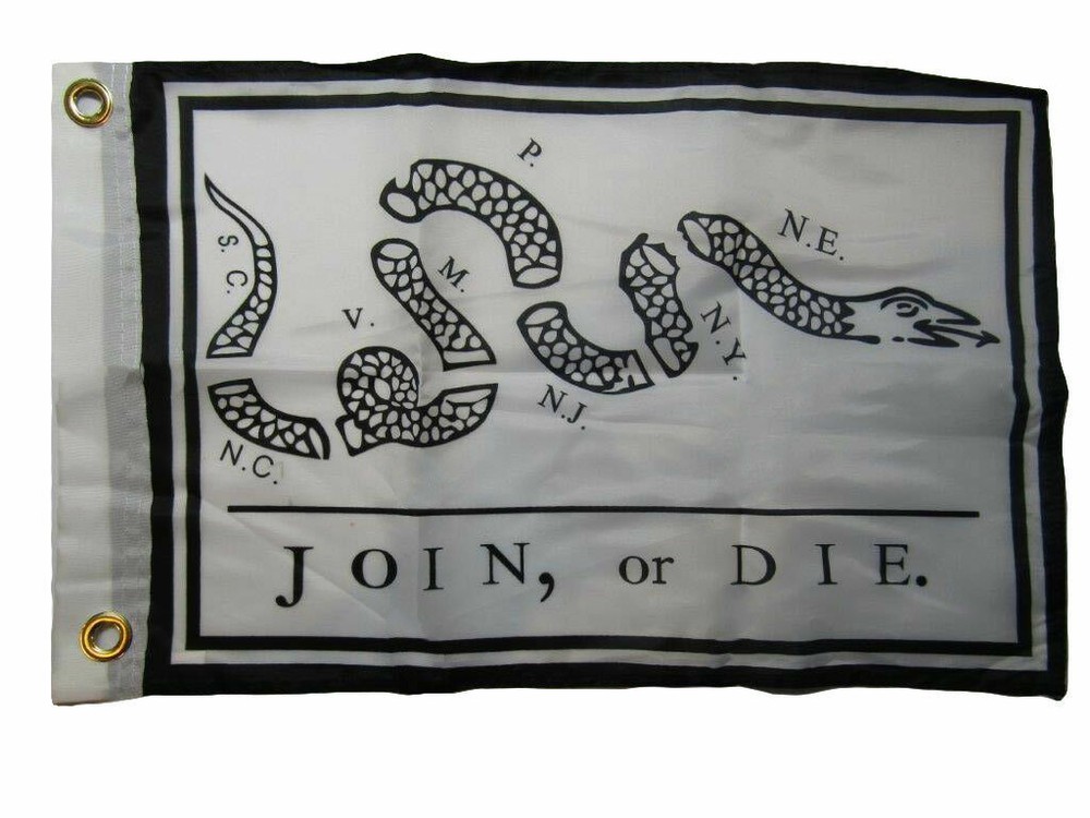12×18 12″x18″ Join or Die Gadsden 100% Polyester Motorcycle Boat Flag Grommets