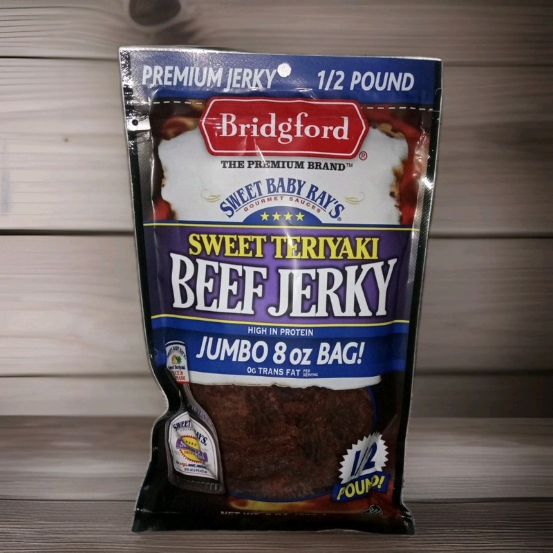 Bridgford Sweet Teriyaki Beef Jerky 8 oz 1/2 Pound Bag Snack (SBR Sweet Teriyaki