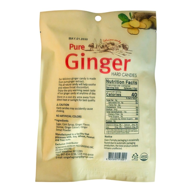 Songwha Pure Ginger Hard Candies 100g, All Natural & Gluten Free - Packs of 3 gallery