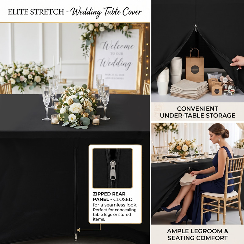 6FT Rectangular Spandex Table Cover Stretch Fitted Tablecloth for Vendor Wedding gallery