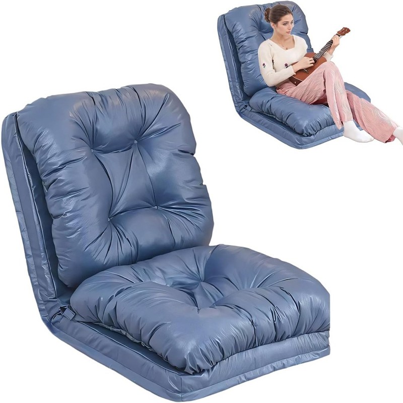 23.6" Adjustable Floor Lounge Chair + Back Support Lazy Sofa Bed for Living Room