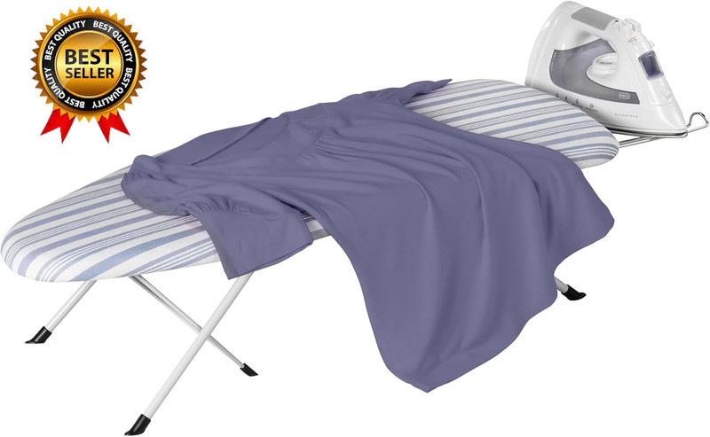 Folding Tabletop Ironing Board with Iron Rest, Blue, 32” L X 12” W, Steel Frame