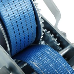3200lbs Hand Winch Polyester Strap 2 Gear Crank Boat ATV Trailer RV Blue