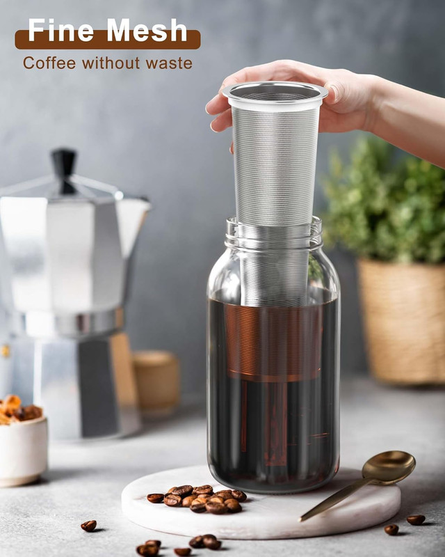 Cold Brew Strainer for 64Oz Wide Mouth Mason Jars - 100-Micron Fine Mesh, Reusab gallery