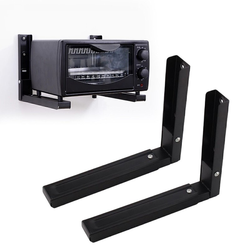 2x Adjustable Microwave Brackets Wall Mount Heavy Duty Shelf Carbon Steel Cradle gallery