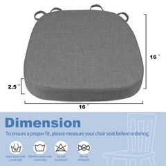 Thickened 2.5″ Dining Chair Cushions Set of 4, U-Shape High Density Foam Comf…